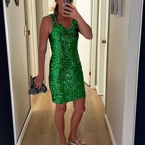 Green Sequin Mini Dress